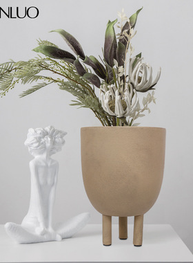 意式极简样板房丹麦风设计日式树脂花器花瓶摆件客厅插花花瓶装饰