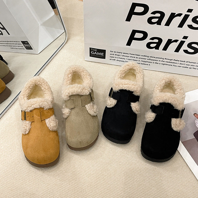 复古百搭加绒女鞋2024年秋冬季新款平底通勤勃肯外出洋气防滑棉鞋,女鞋,棉鞋,淘宝优惠券,粉丝福利购,淘宝优惠卷