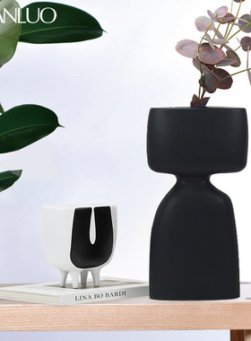 现代风格树脂花瓶摆件创意家居轻奢装饰品客厅电视柜桌面摆件