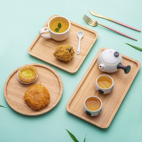 热销长方形托盘竹盘子木质竹木茶杯木盘J子日式餐具餐盘盘竹托盘
