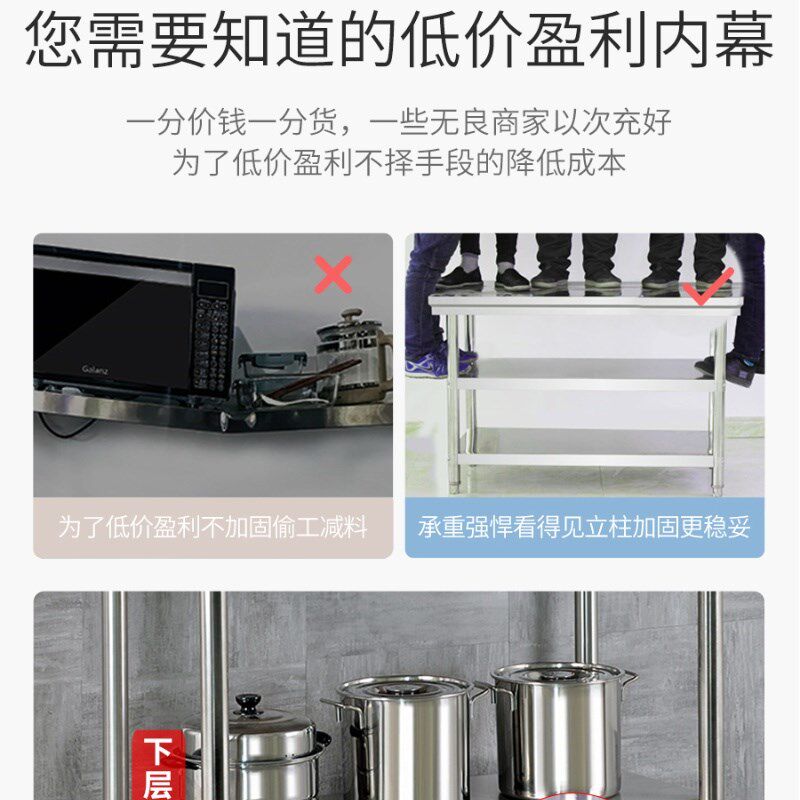 热销不锈a钢工作台厨房专用家用商用桌子长方形操作台切菜台桌台