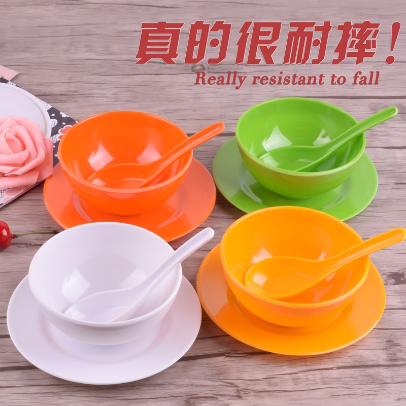 热销彩色塑料碗碟套装儿童甜品A碗糖水碗仿瓷汤碗密胺饭碗小碗饭