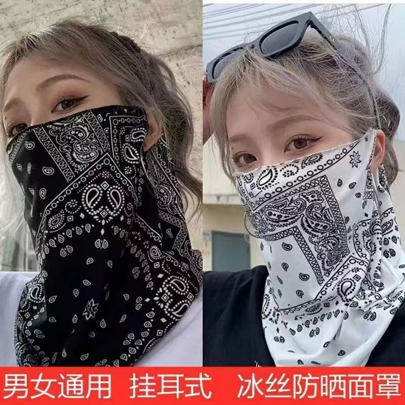 挂耳防晒面罩女全脸遮阳开车护颈骑行面巾机车男脖子防晒脸罩面纱