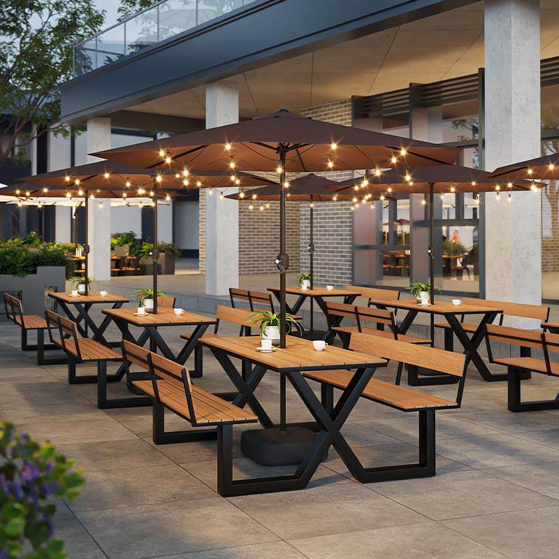 户外塑木带靠背桌椅组合带遮阳伞商场咖啡厅奶茶店外摆连身餐桌椅,商业/办公家具,餐桌椅系列,淘宝优惠券,粉丝福利购,淘宝优惠卷