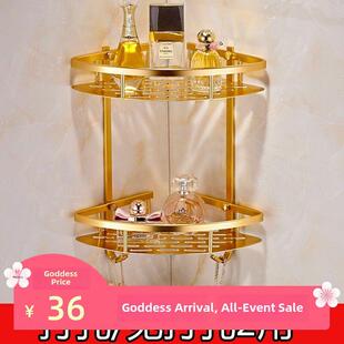 太空铝双层三角篮网篮金色浴室转角架卫生间欧式卫浴置物架免打孔