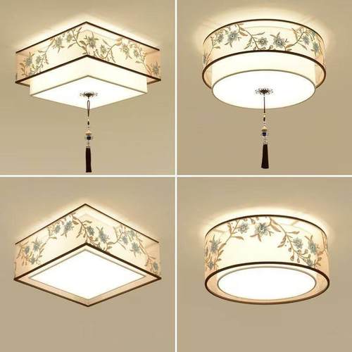新中式家用卧室灯大气客厅灯方禅意书房吸顶灯走廊过道玄关灯