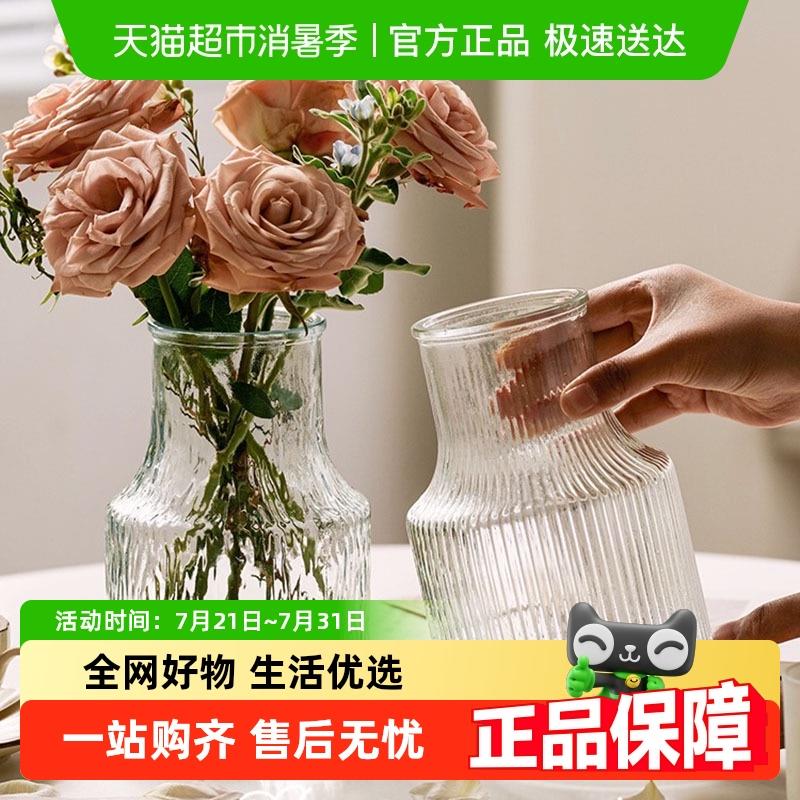 大肚冰川花瓶欧式玻璃简约花卉装饰瓶客厅鲜花玫瑰百合花富贵竹瓶