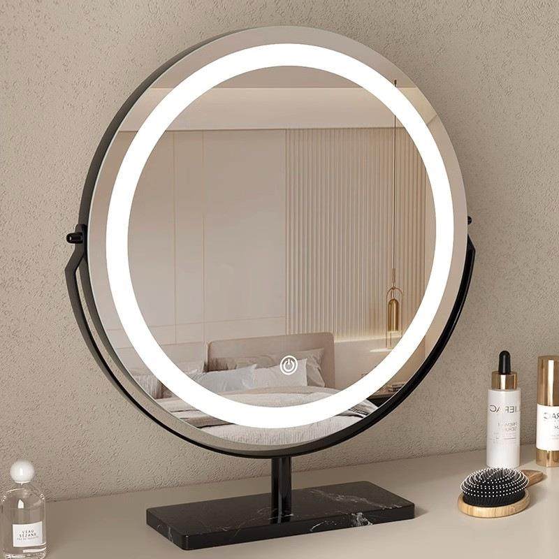 家用镜子化妆镜台式桌面led灯梳妆镜卧室梳妆台带灯大号美妆