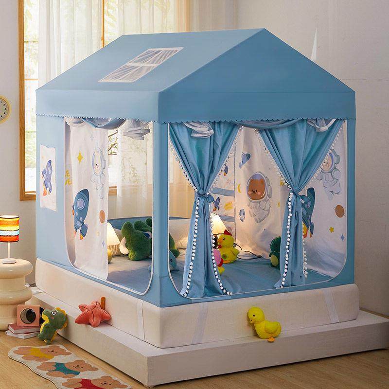 类儿童卡通房子全底新款遮光城堡蚊帐防摔卧室家用婴儿蒙古包