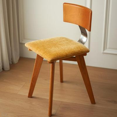 中古风实木法式复古靠背设计师网红餐厅软包餐椅办公椅书桌化妆椅