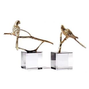 现代简约创意水晶树枝小鸟摆件样板房售楼处桌面茶几玄关软装饰品