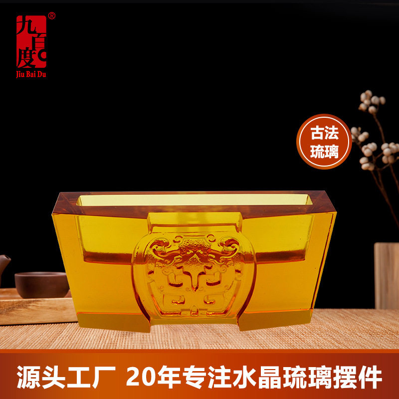 名片夹古法琉璃摆件工艺品企业庆典纪念开业馈赠桌面柜台装饰摆件图片
