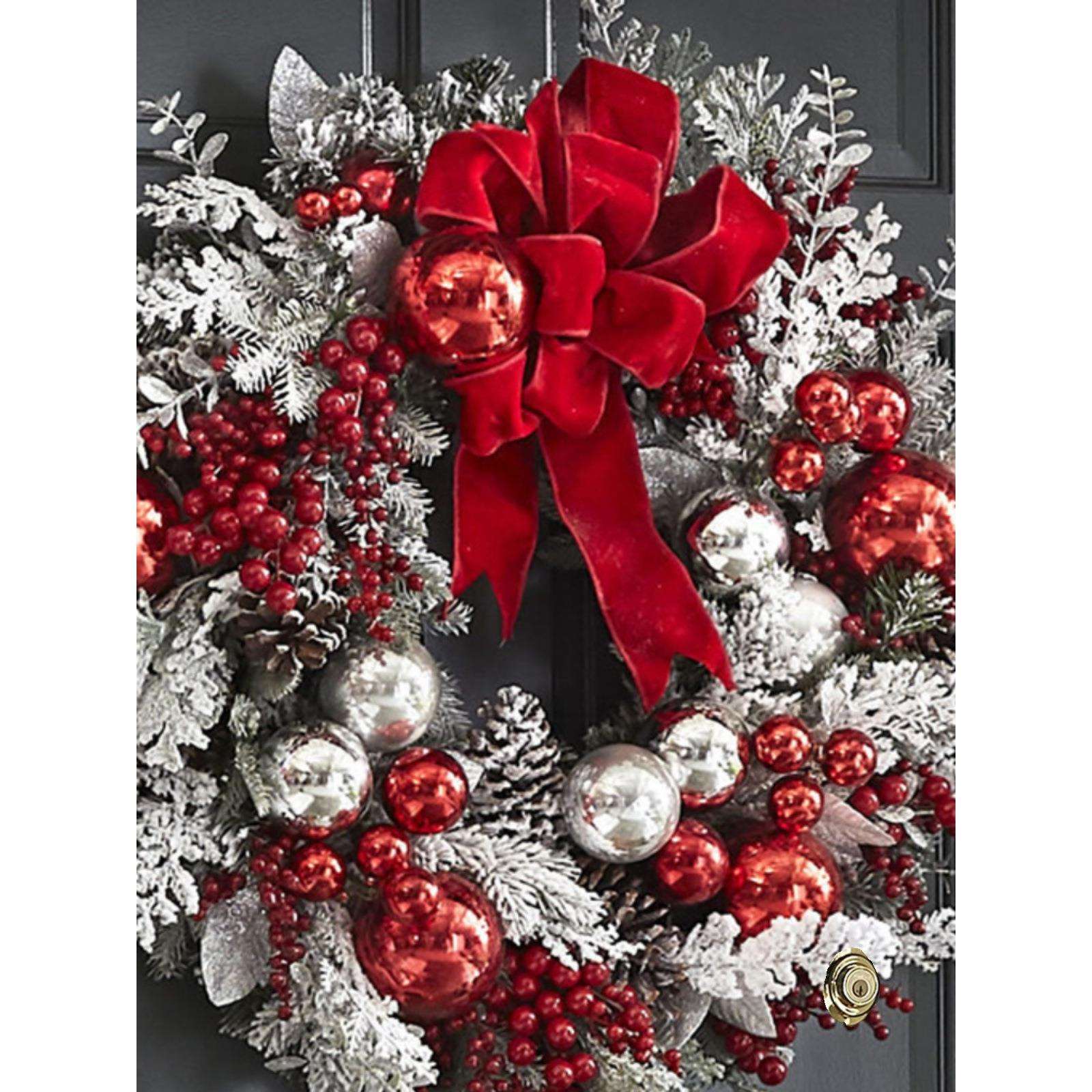 圣诞节装饰品40CM花环门挂水滴倒挂树套装植绒仿真防火藤条摆