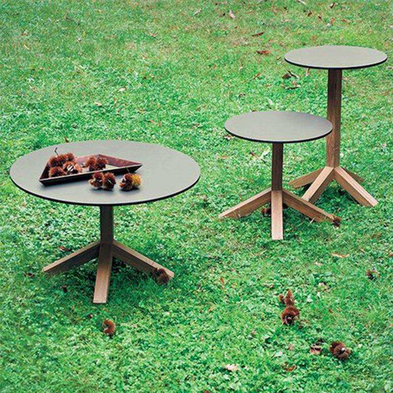 户外实木茶几设计师阳台边几柚木样板房软装藤沙发小茶几北欧圆台