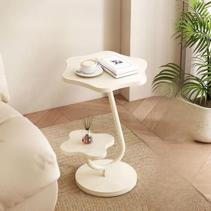 奶油风摆件多层储物茶几客厅网红家用花朵小茶几桌子小户型床头柜