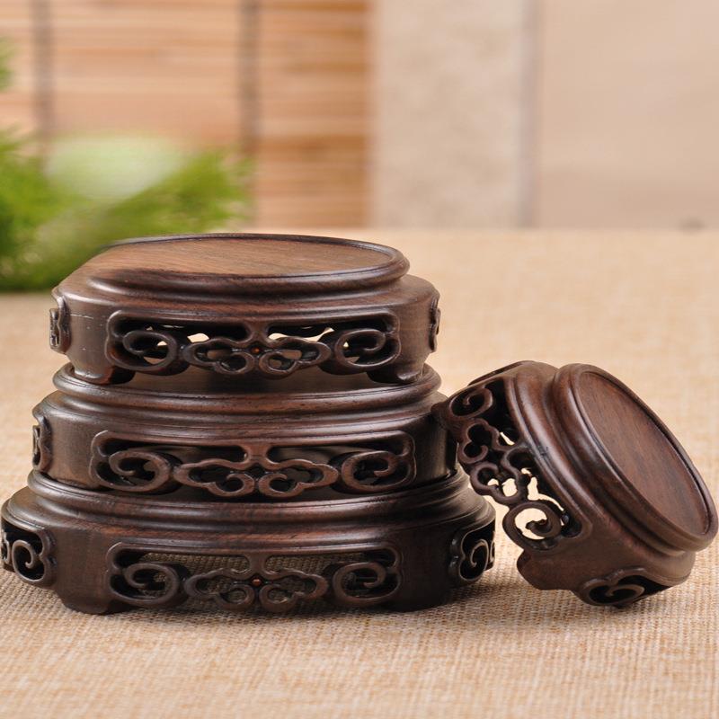 实木底座花梨黑檀整块木料雕刻紫砂茶壶花瓶微型盆景茶杯玉器底座