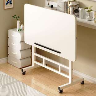 侧边桌可升降床边桌万向轮桌面可调节高度家用懒人学生办公电脑桌