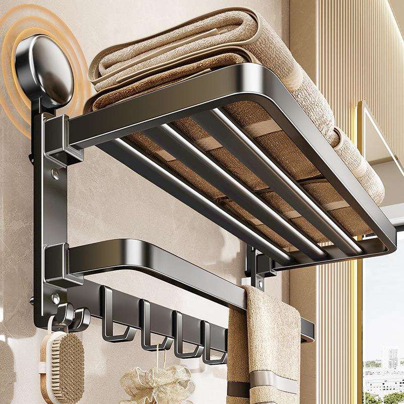 吸盘浴巾毛巾架卫生间置物架浴室免打孔壁挂吸盘无痕厕所挂架收纳