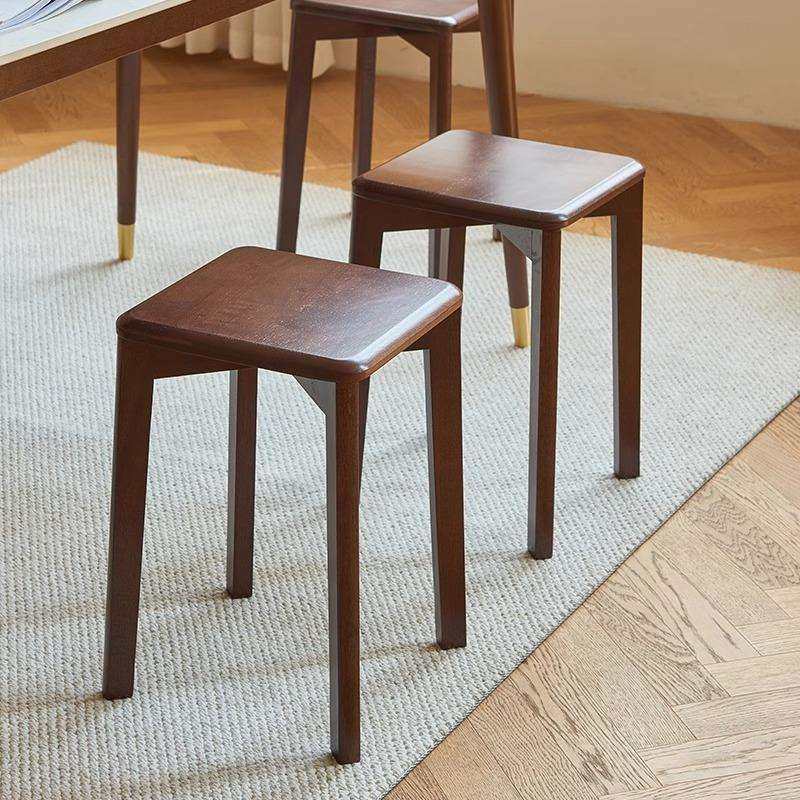 实木凳子简约风信方凳网红家用木质圆凳木头餐桌椅子可叠放高板凳