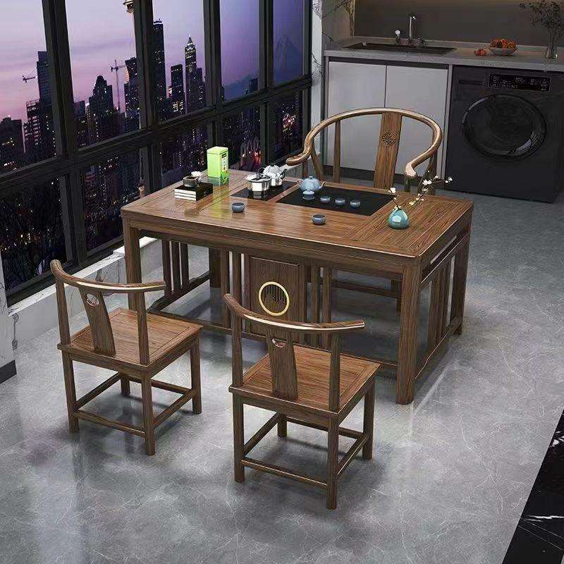 新中式阳台茶桌椅组合实木泡茶桌小户型茶桌一体一整套茶吧机家用