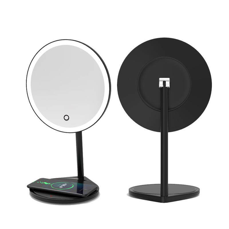 便携日光镜台式旋转LED化妆镜带灯宿舍圆形补光梳妆镜充电化妆镜