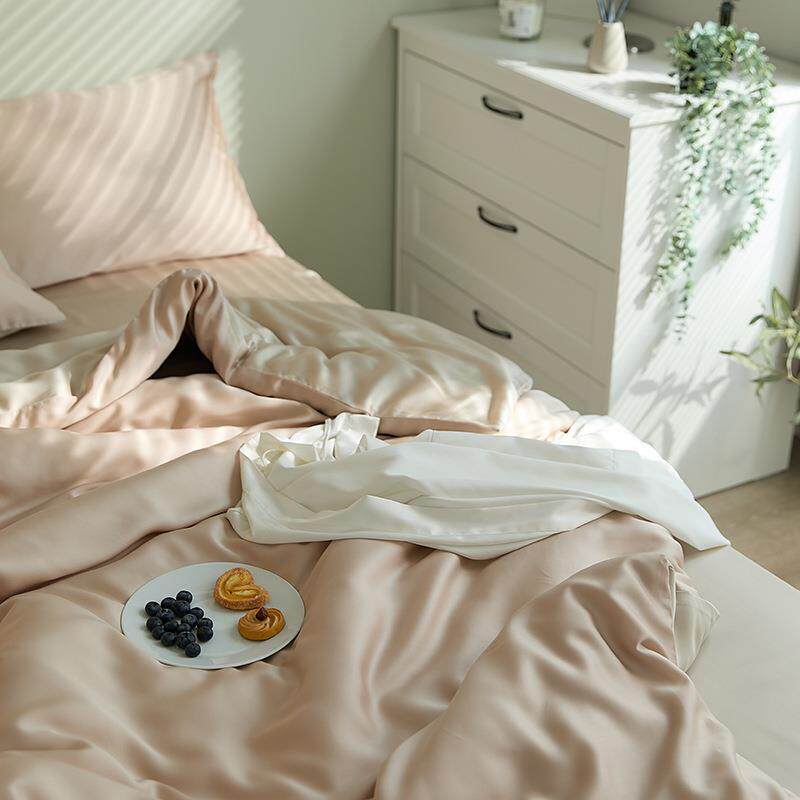 轻奢60支兰精天丝四件套夏季纯色裸睡冰丝床单被套莱赛尔床上用品