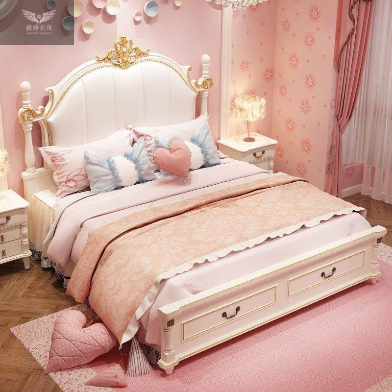 简约欧式房家具套装组合美式风格主卧室现代儿童公主床女孩