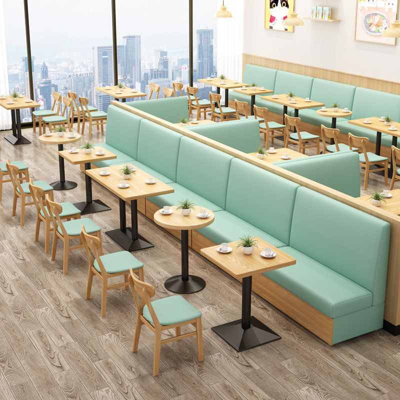 茶楼卡座餐饮店茶餐厅桌椅小吃汉堡奶茶店面馆火锅店桌椅沙发组合