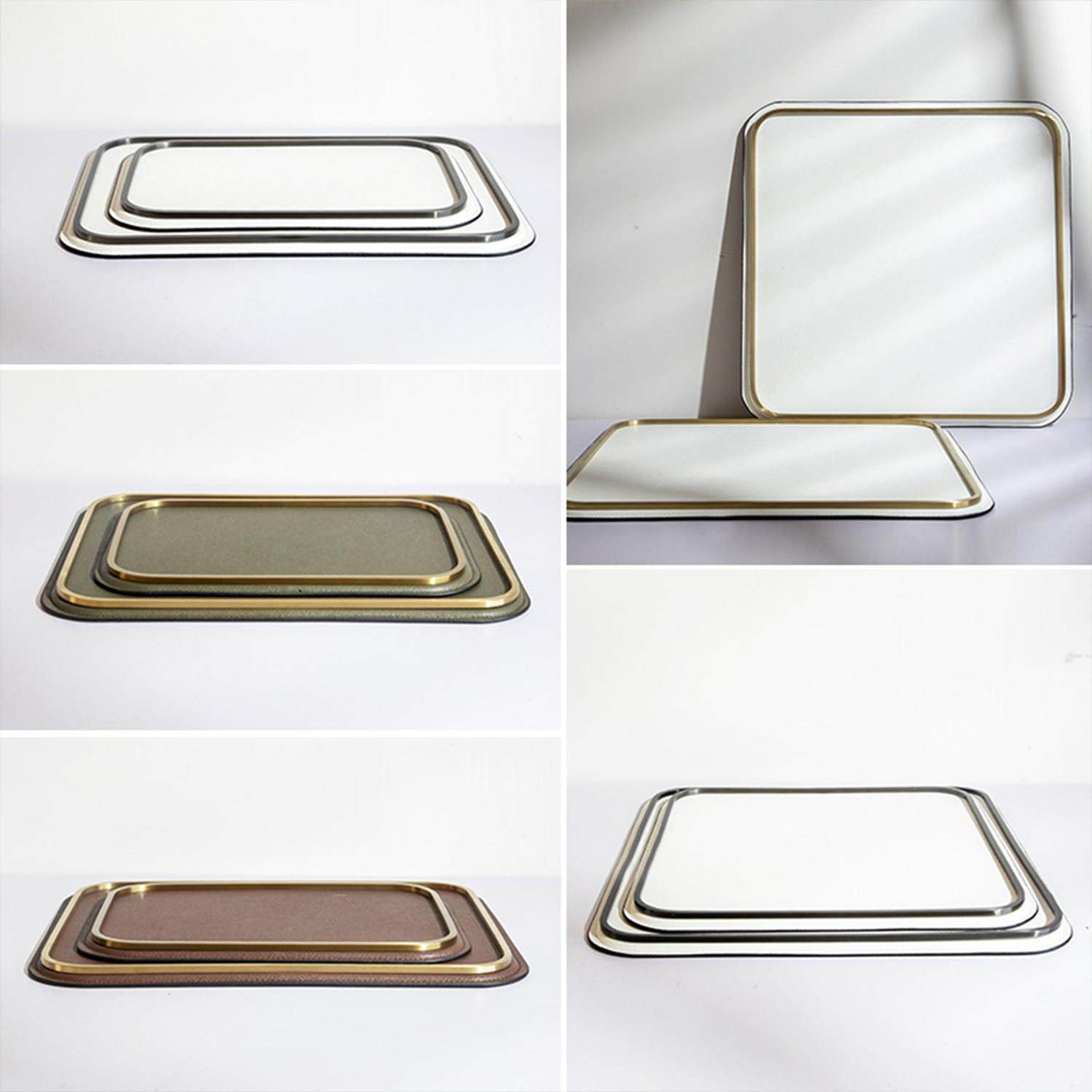 现代简约长方形金属皮革托盘样板房茶几桌面收纳盘家居饰品摆件,包装,金属托盘,淘宝优惠券,粉丝福利购,淘宝优惠卷