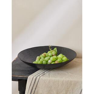 范琦进口无障碍豪华新中国风金属线圆果盘金黑色装饰托盘样品房摆