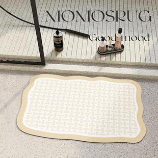 momosrug现代简约家用浴室门口防滑垫软硅藻泥洗手间进门吸水地垫