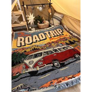 Road Trip公路旅行极限运动帐篷装饰毯子 沙发毯青旅民宿 青藏线