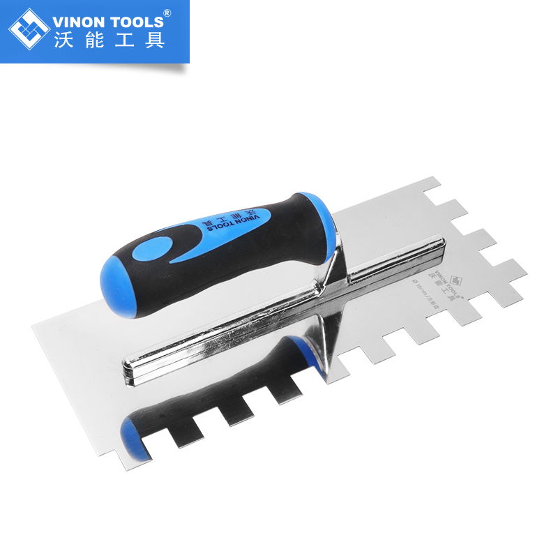 沃能工具不锈钢齿形刮板抹泥刀大板薄贴齿刀异Q形虎齿抹子贴砖工