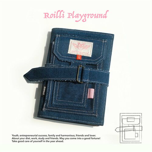 ROILLI 深牛仔布可调节书套 B6线圈笔记本 junkjournal手帐本