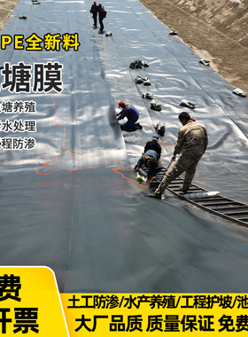 鱼塘防渗膜鱼池护坡防漏防水布养殖专用土工膜黑色塑料布加厚地膜