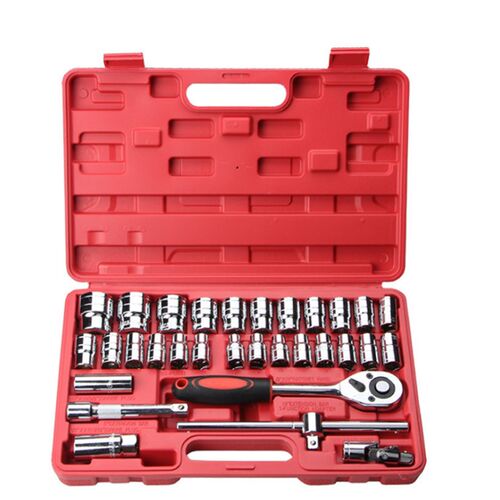 32件汽修套筒扳手组合套装棘轮扳手工具蓝带1/2大飞套筒扳手工具