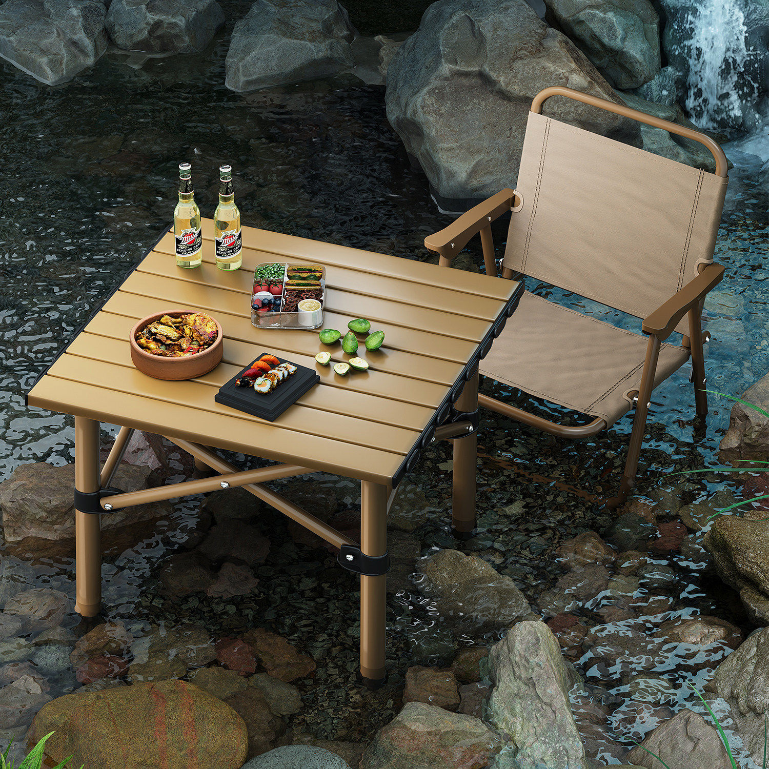 户外露营桌椅组合野餐桌蛋卷桌烧烤桌夜市用摆摊桌子便携式折叠桌