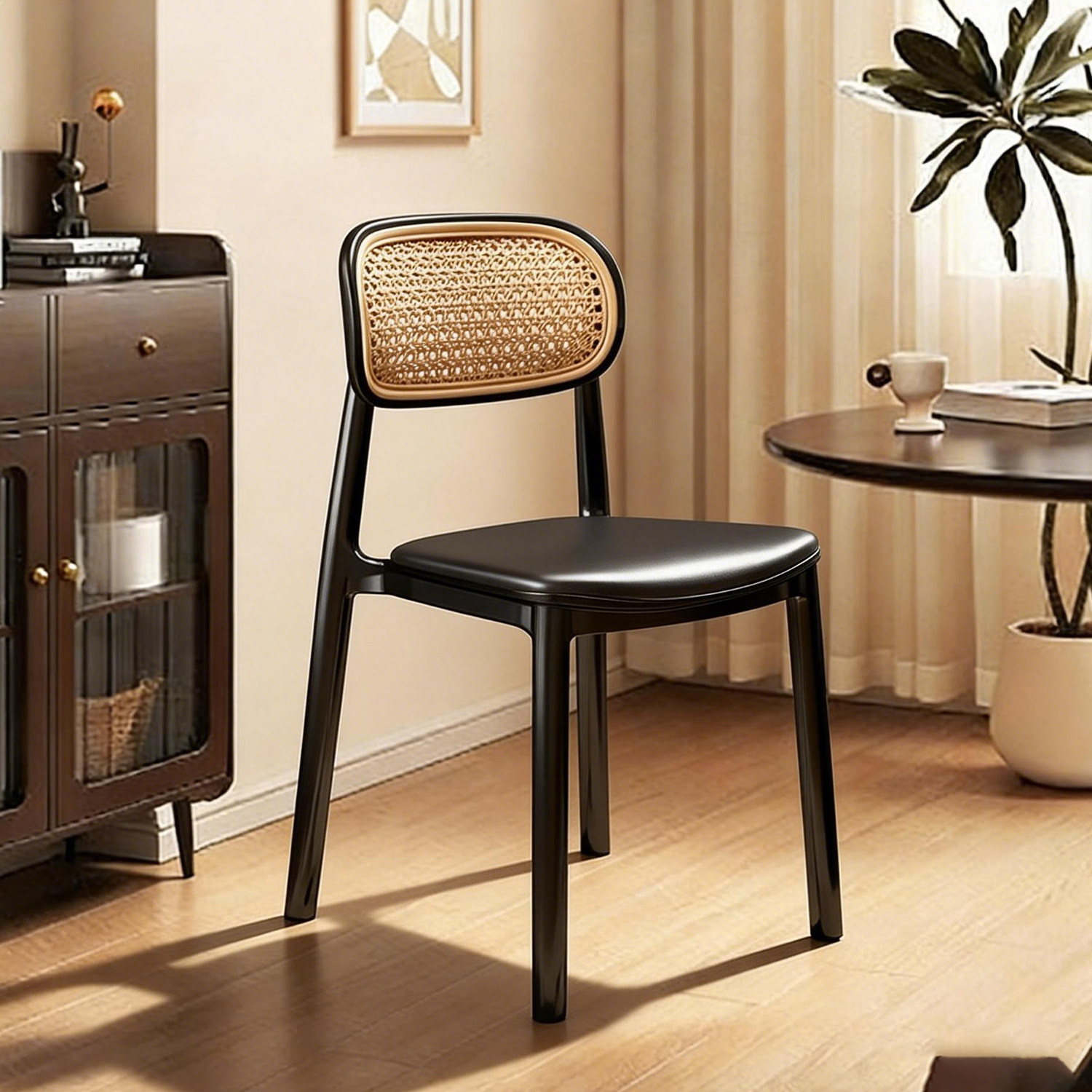 北欧藤编塑料椅子户外家用可叠放餐椅网红中古靠背椅小户型书桌椅,住宅家具,餐椅,淘宝优惠券,粉丝福利购,淘宝优惠卷