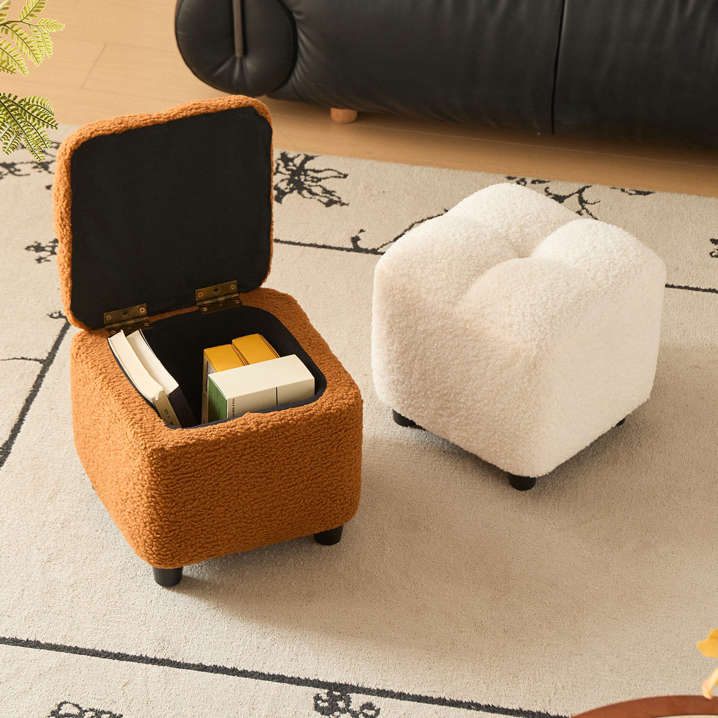 羊羔绒小凳子家用客厅矮凳储物凳结实耐用小板凳多功能收纳换鞋凳,住宅家具,矮凳,淘宝优惠券,粉丝福利购,淘宝优惠卷