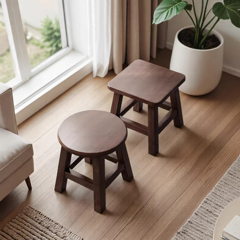 实木小凳子美式复古家用实木小板凳圆凳子茶几凳矮凳换鞋凳收纳凳,收纳整理,收纳凳,淘宝优惠券,粉丝福利购,淘宝优惠卷