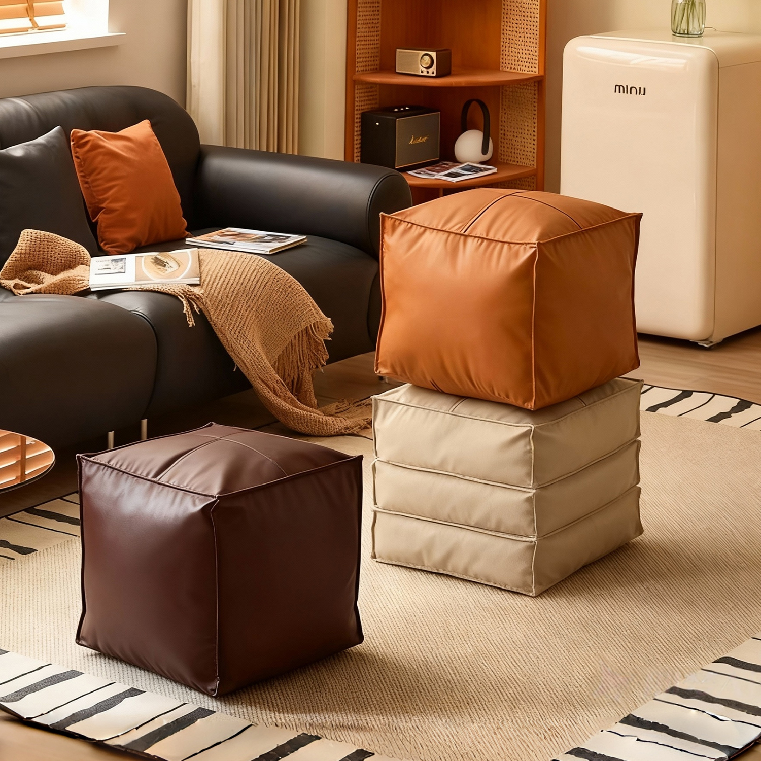 皮墩子套旧衣服收纳袋沙发矮凳客厅坐墩脚踏懒人衣物收纳凳