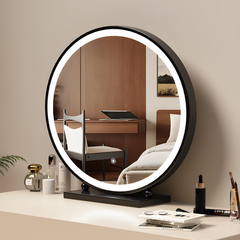轻奢化妆镜圆形智能梳妆镜主卧台式桌面高级简约铁艺梳妆台大镜子,住宅家具,化妆镜,淘宝优惠券,粉丝福利购,淘宝优惠卷