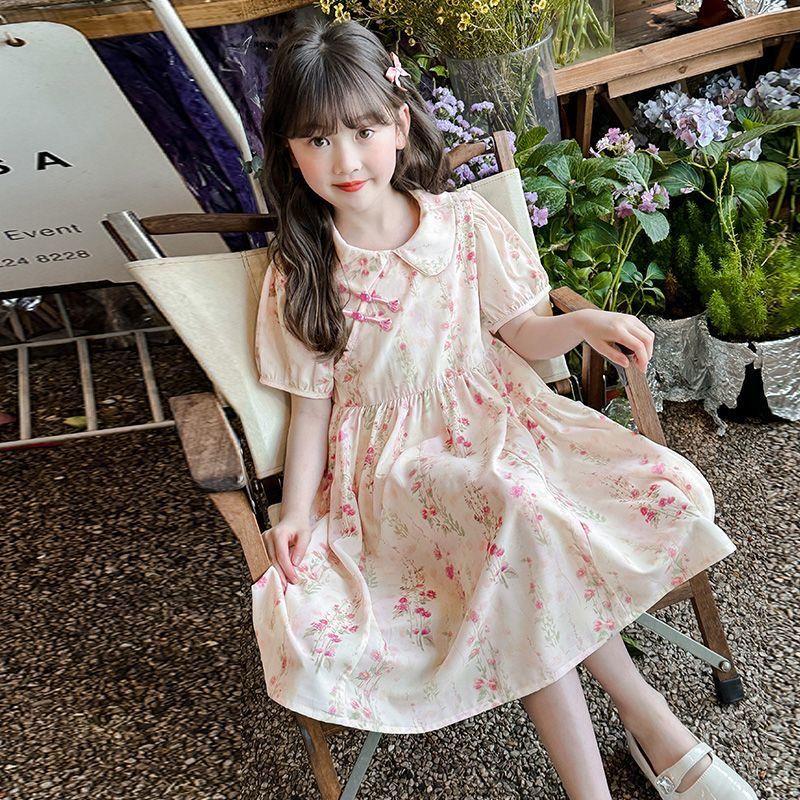 女童连衣裙夏装2024新款儿童洋气网红碎花公主裙夏季儿童修身裙子