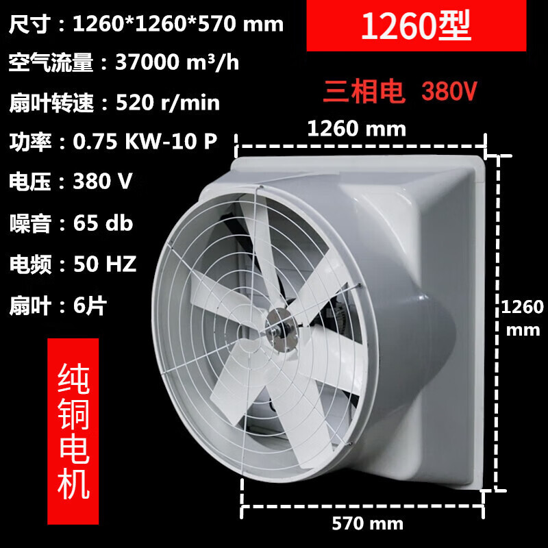 玻璃钢负压风机养殖场工业排风换气扇工厂房通风降温exhaust fan
