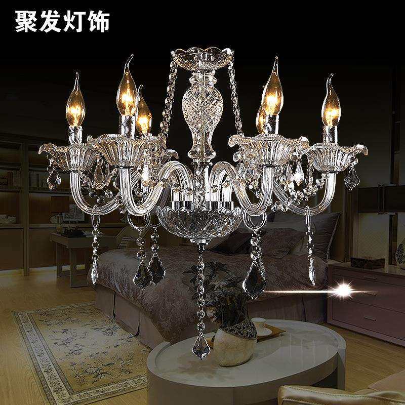 IYR7欧式水晶吊灯客厅卧室餐厅饭店婚庆金色蜡烛水晶灯具简欧灯饰