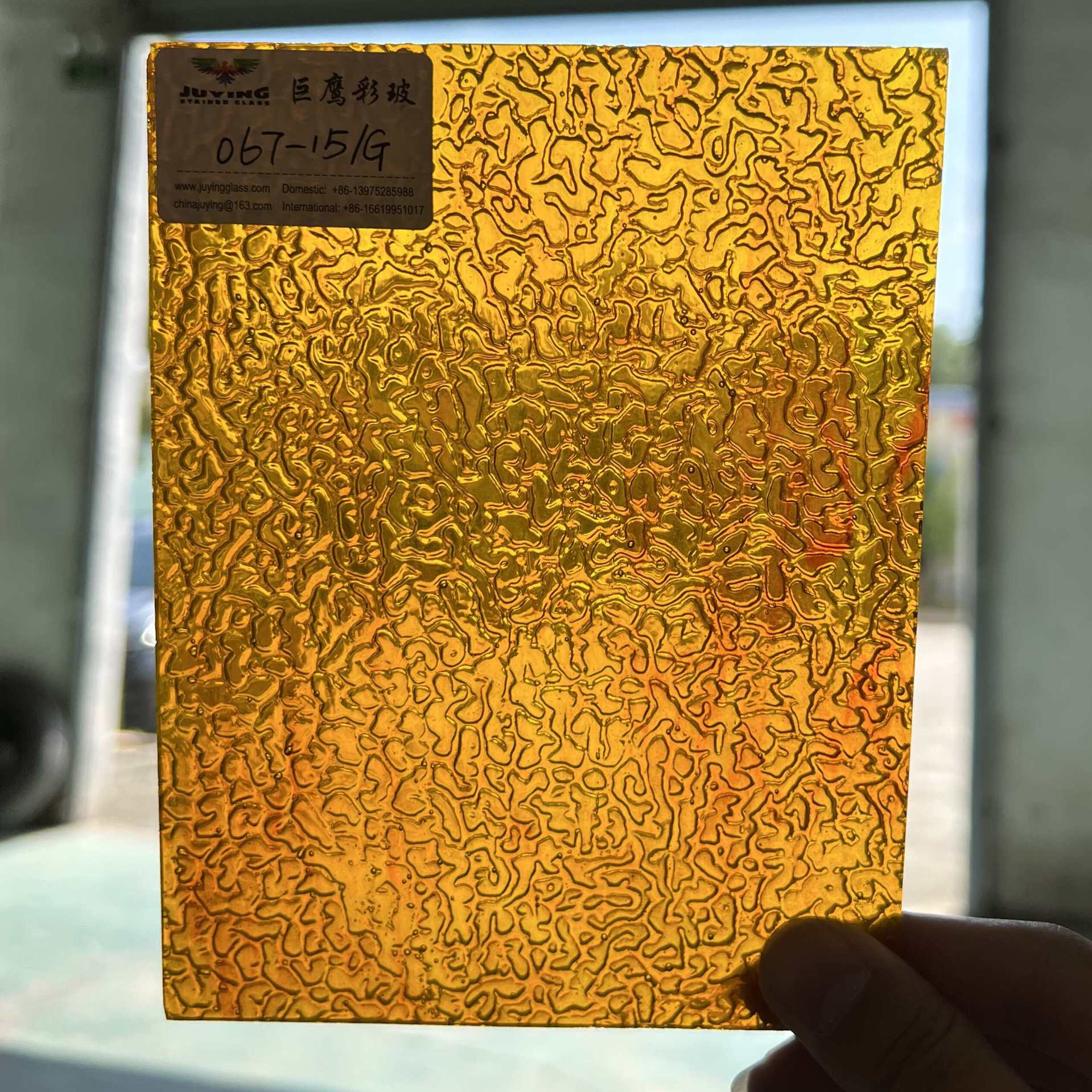 工厂直供 橙红透明拉丝玻璃 彩色镶嵌压花装饰玻璃原片 定制加工
