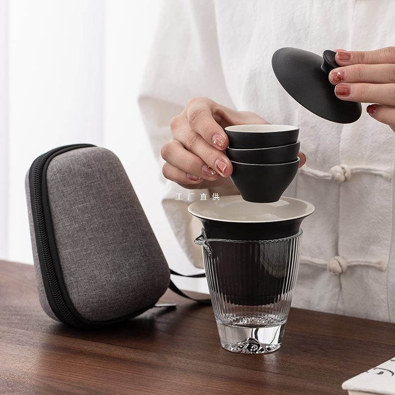 便携式旅行茶具小套装随身户外包泡茶壶茶杯单人快客杯一盖碗三杯