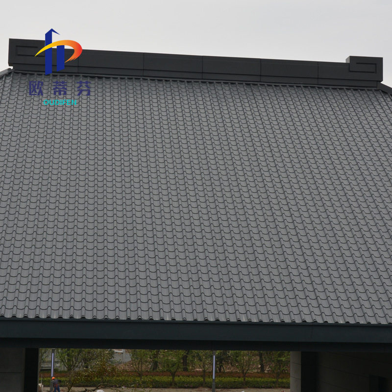 800型金属屋面瓦 浙江发货 1.2mm铝镁锰仿古琉璃瓦 建材工程面板