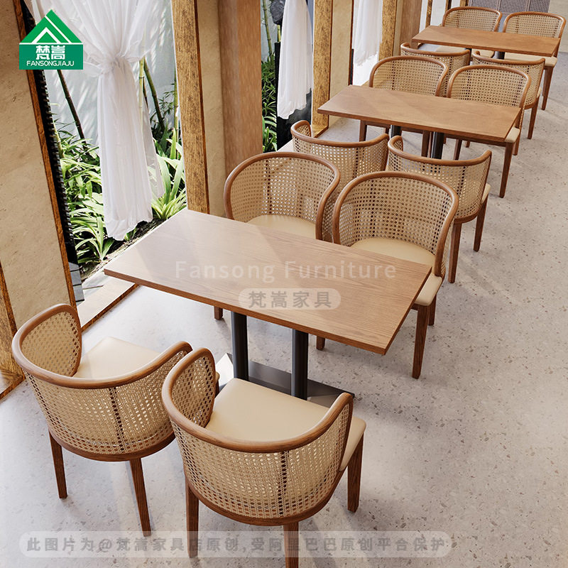 东南亚风主题餐厅桌椅组合网红泰式餐厅靠墙卡座沙发饭店餐椅商用