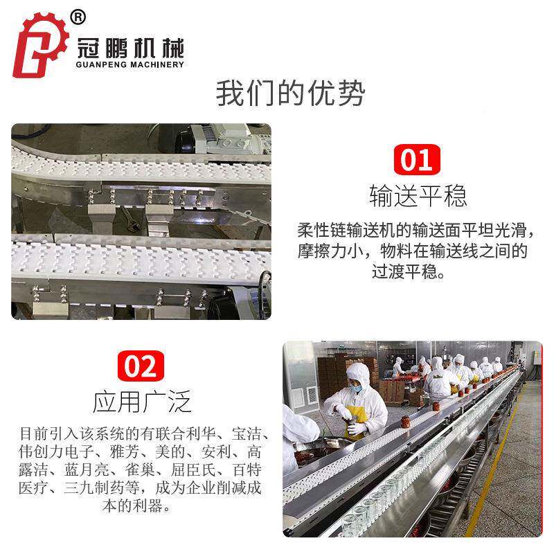 龙骨链转弯输送机食品酸计性传送带免费设柔整厂性NOY网厂带链输